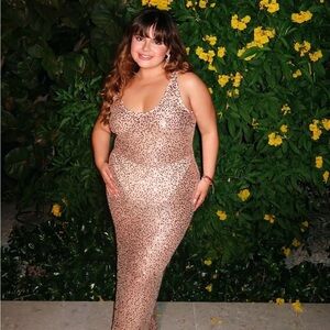 Peppermayo Glittering Beige Mesh dress